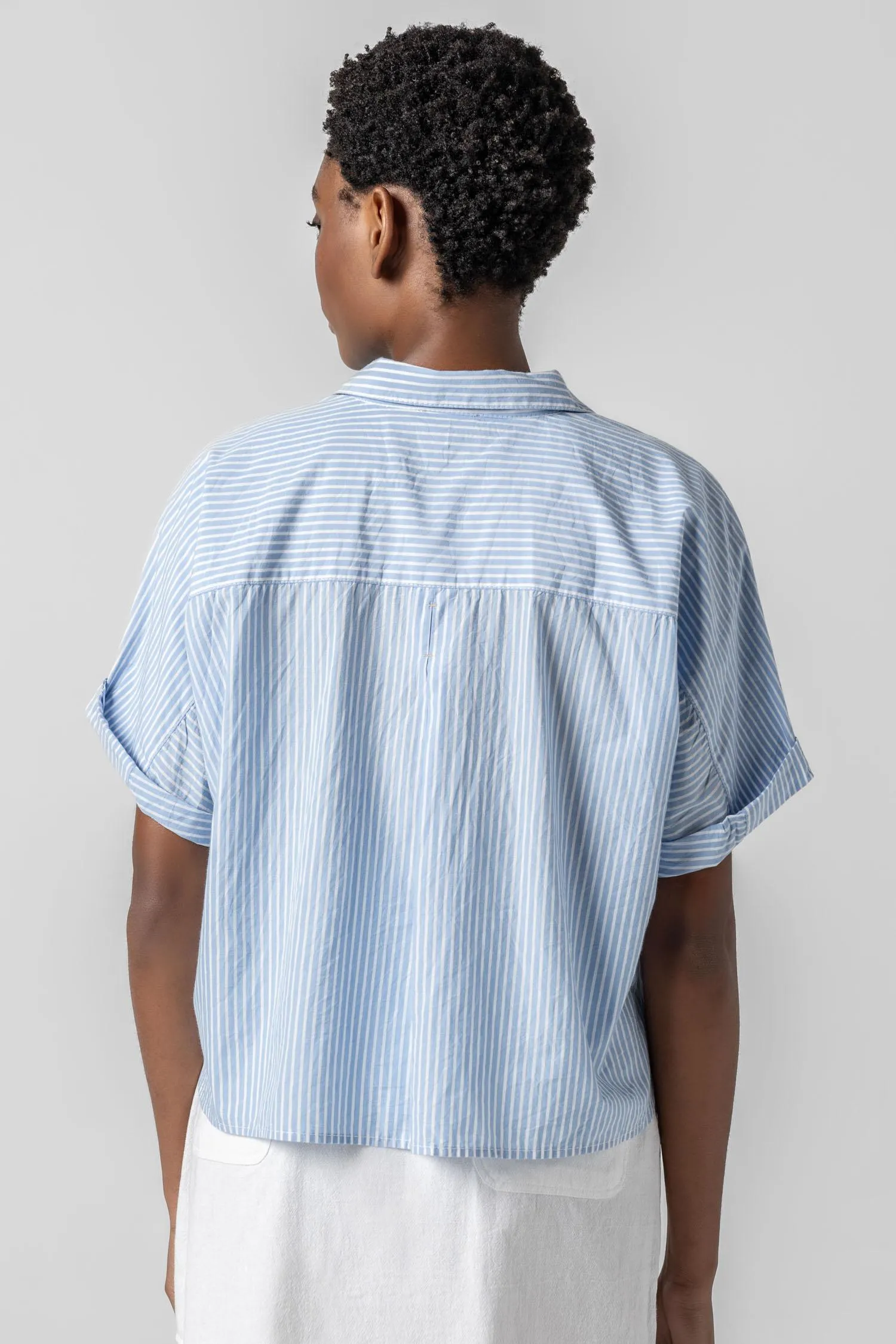 Lilla P Striped Boxy Button Down Top