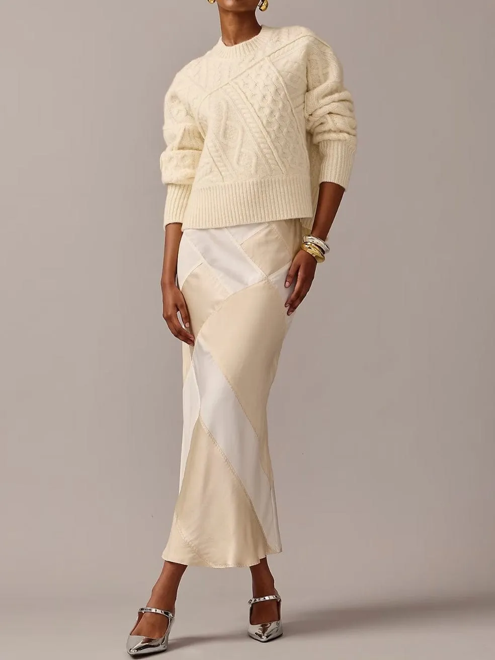 Limited-edition Anna October© X J.Crew patchwork skirt in luster crepe