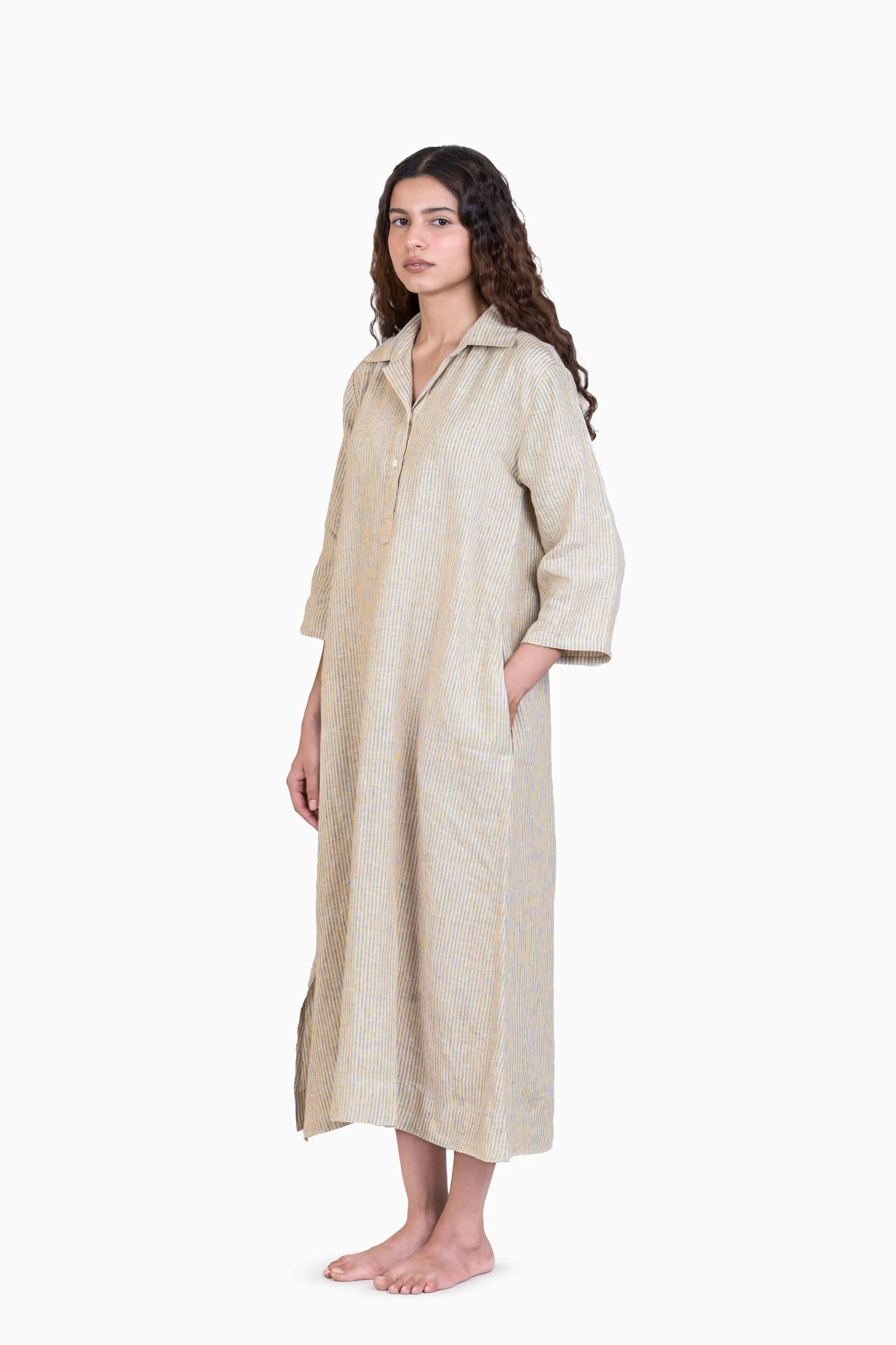 Linen Avery Dress-Swirly Green
