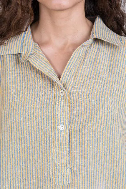 Linen Avery Dress-Swirly Green