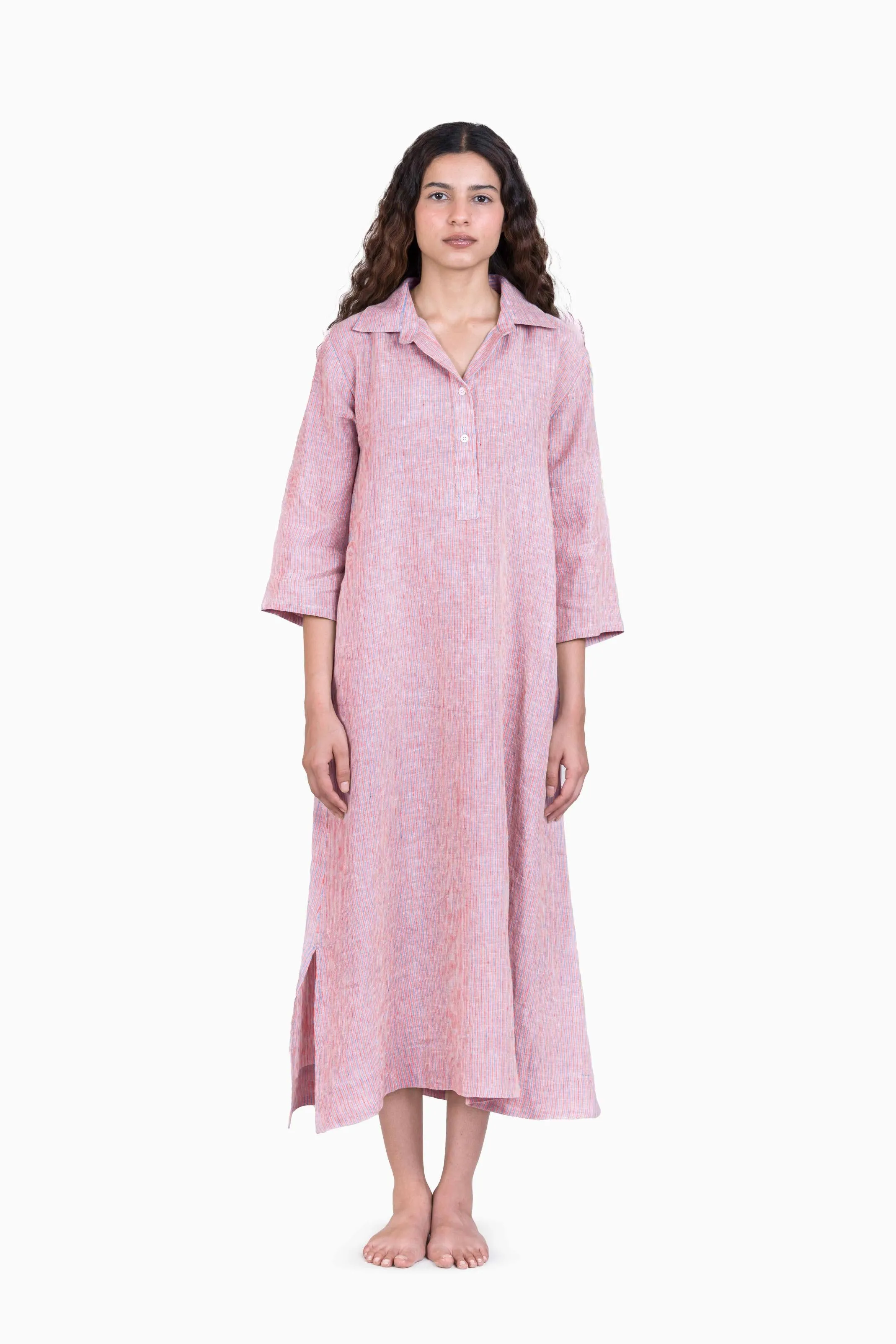 Linen Avery Dress-Swirly Green