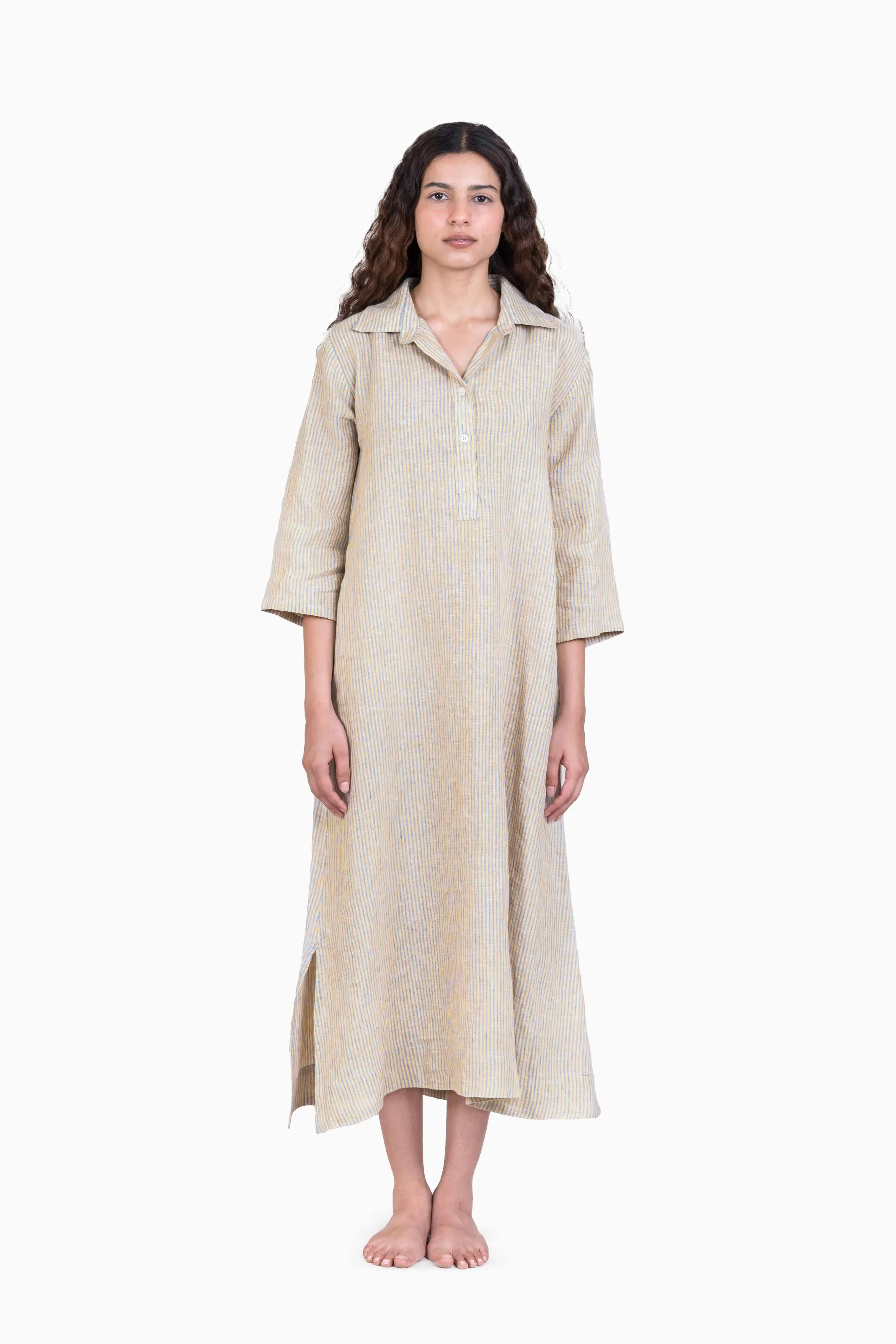 Linen Avery Dress-Swirly Green