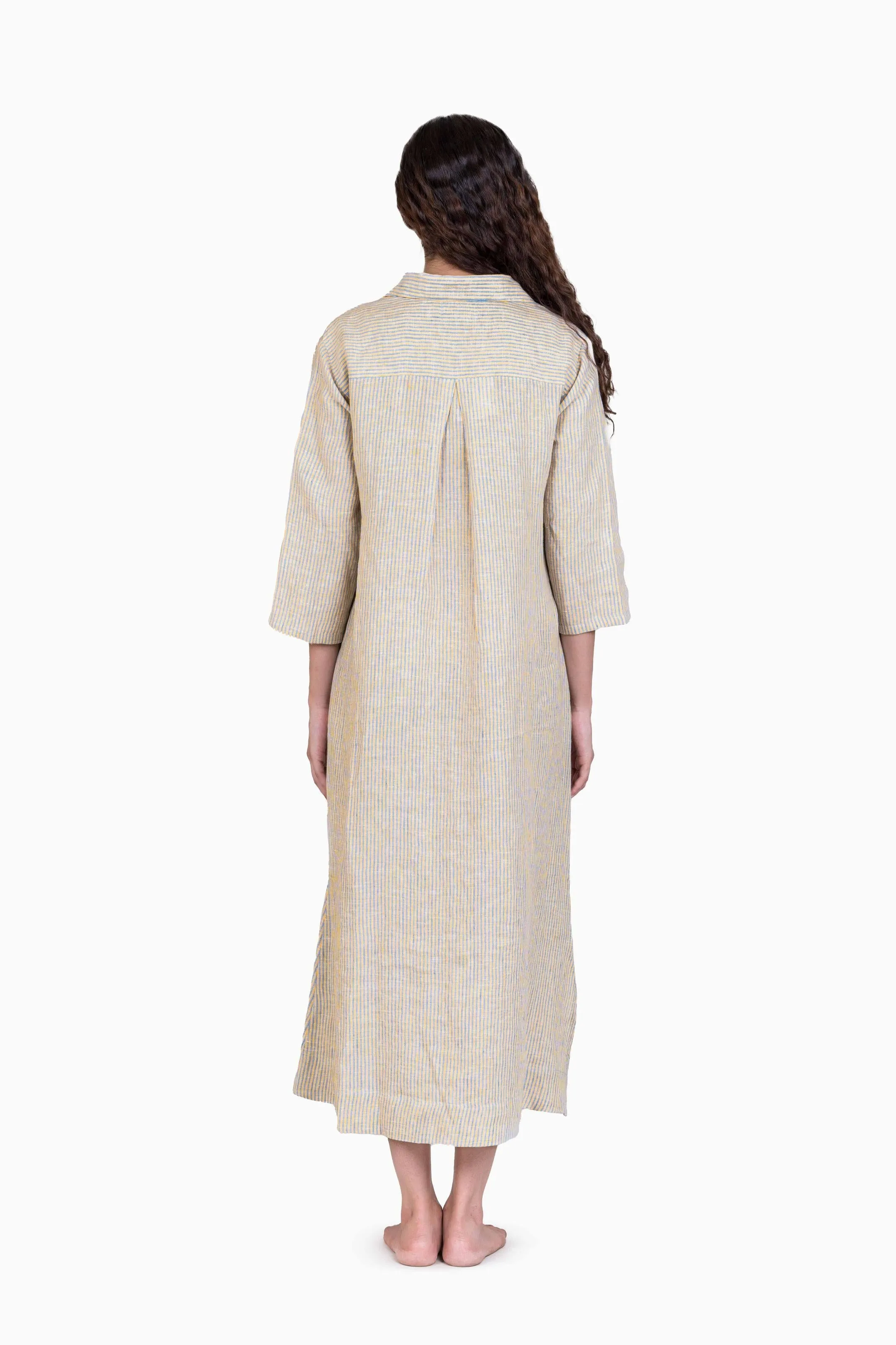 Linen Avery Dress-Swirly Green