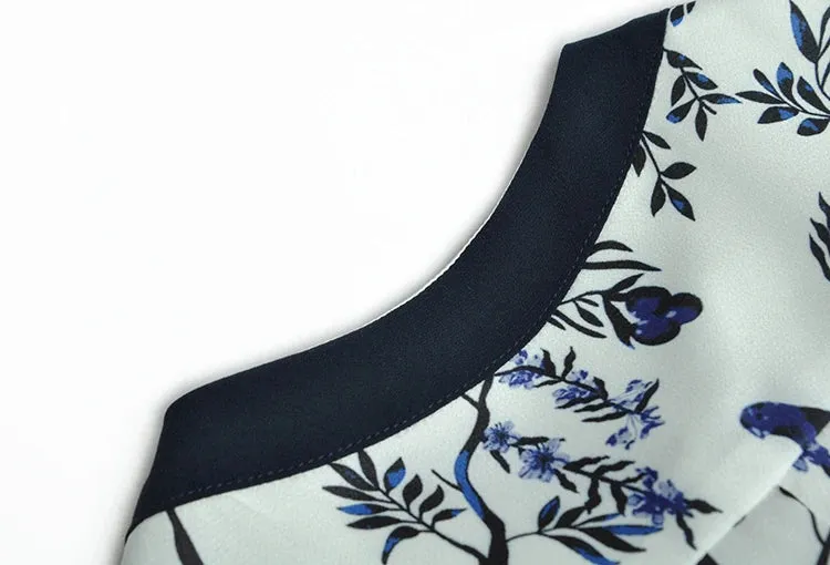 London Vintage Print Ruffles Dress