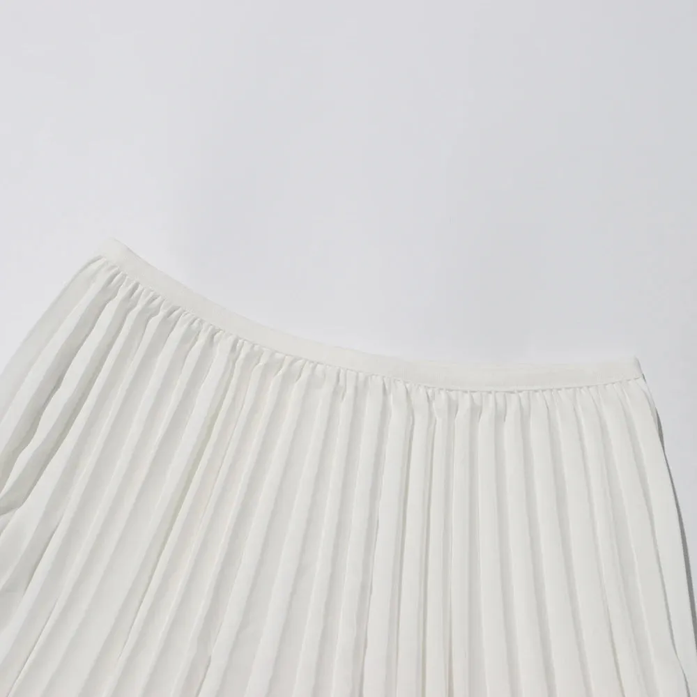 Long Cloak Sleeves Coat Pleated Skirt Vintage Two Piece Set