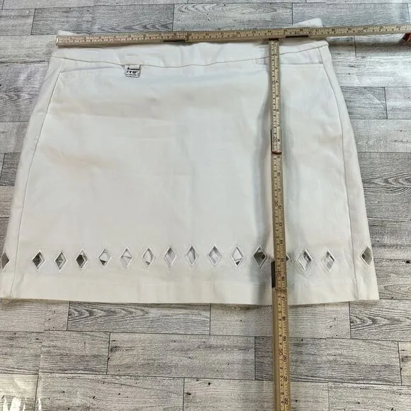Lulu B Diamond accent Stretch Skort Tennis Pickleball Skirt White Size 14