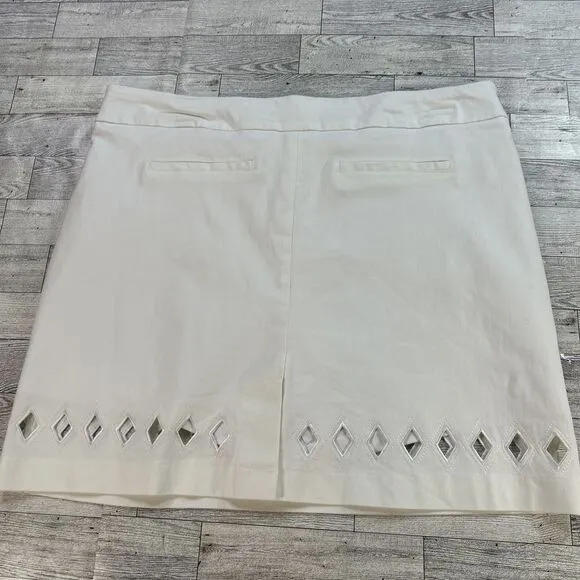 Lulu B Diamond accent Stretch Skort Tennis Pickleball Skirt White Size 14