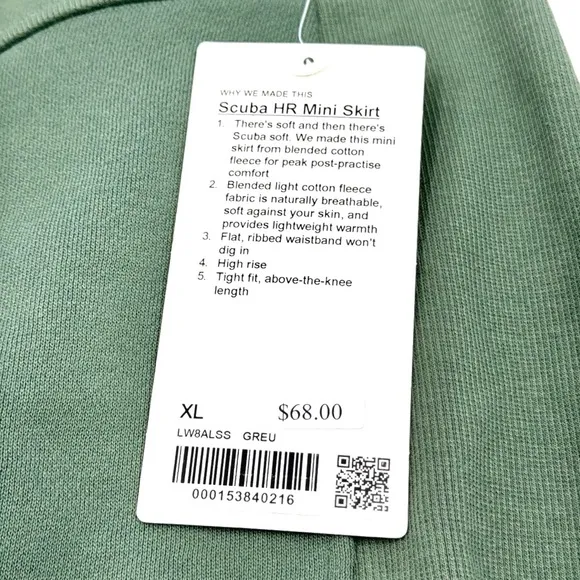 Lululemon Scuba HR Mini Skirt Size XL
