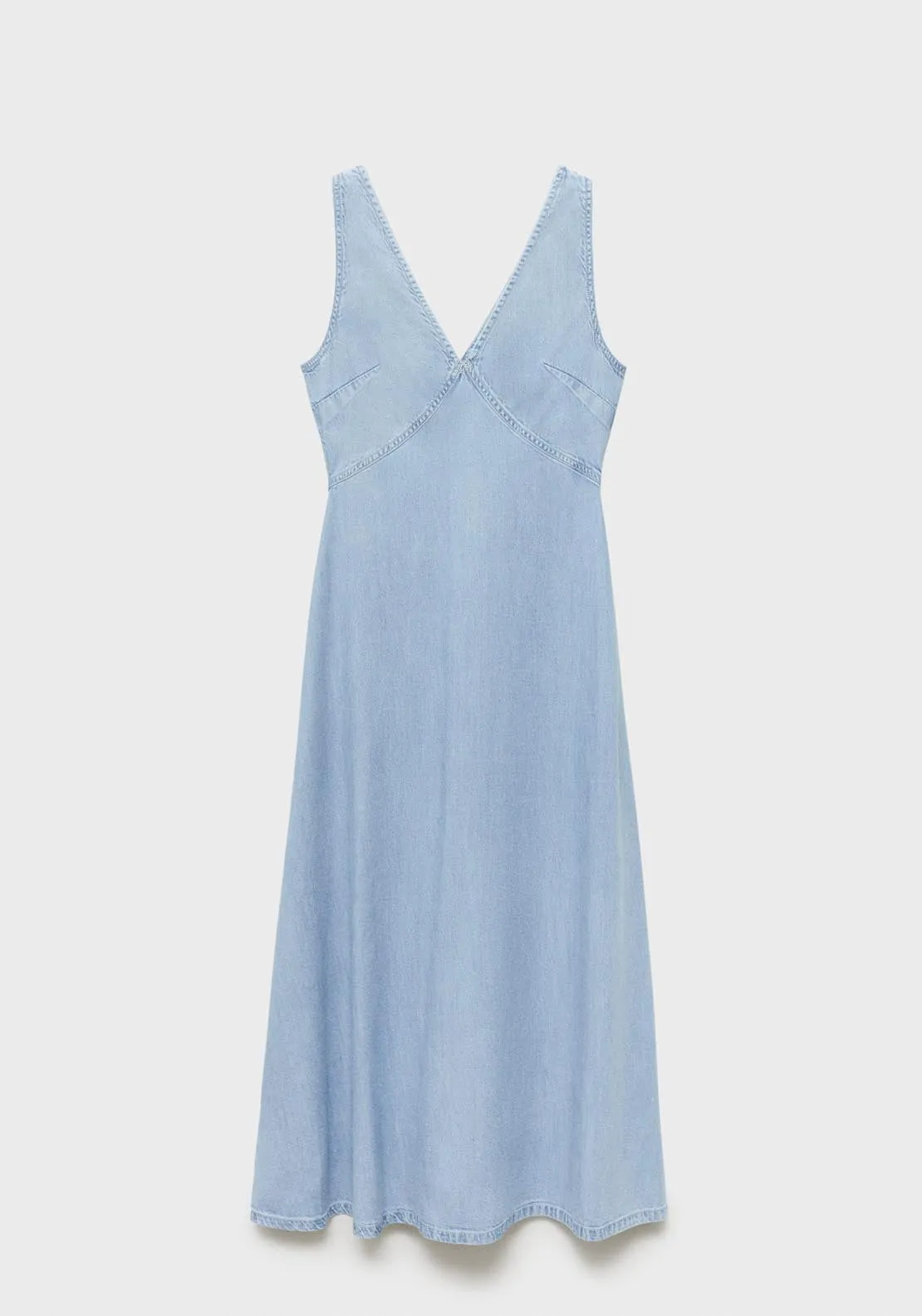 Lyocell V-Neck Midi Dress - Open Blue