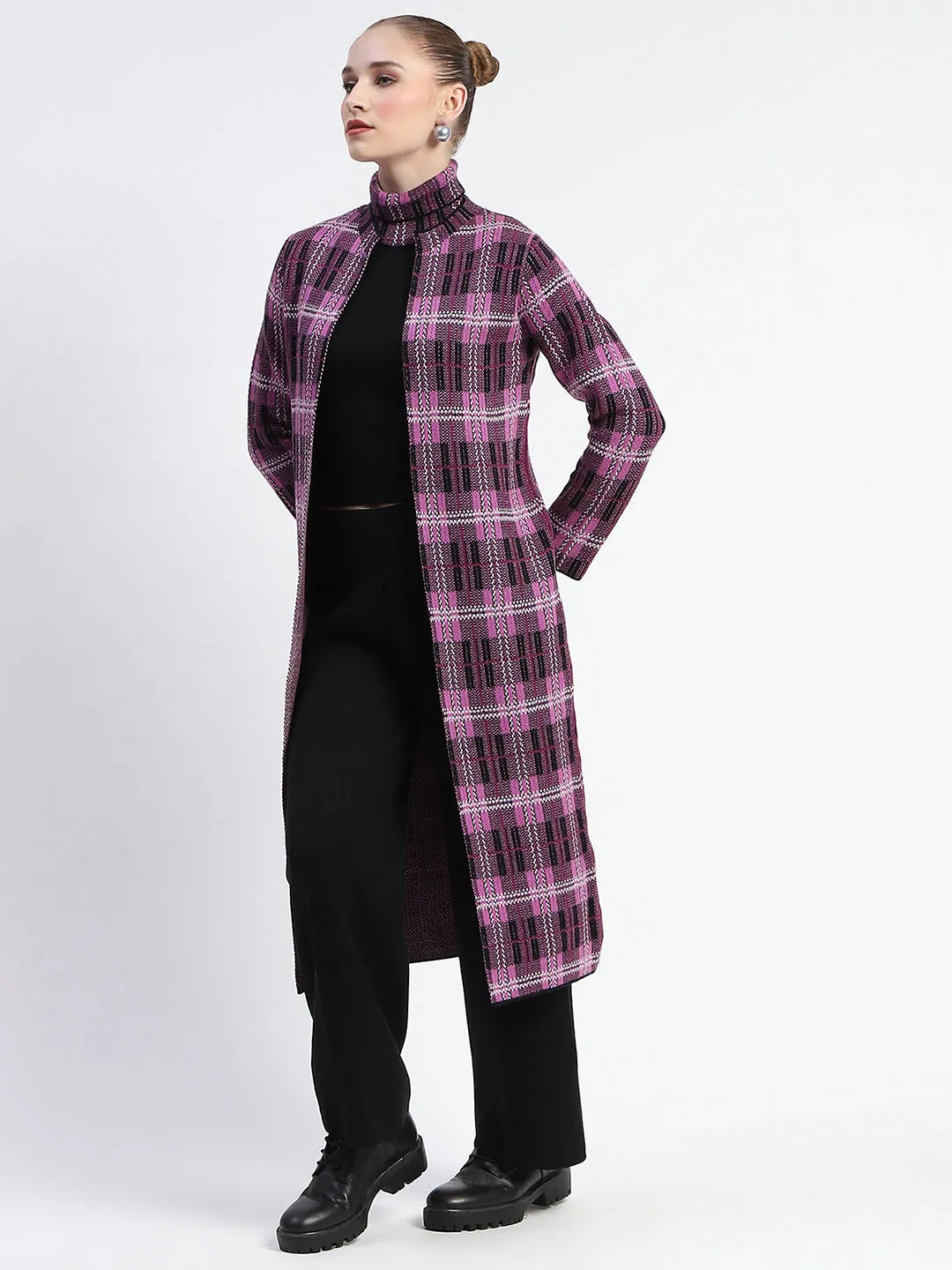 Madame Mauve Geometric Print Shrug with Sleeveless Top and Bottom Co-ord Set