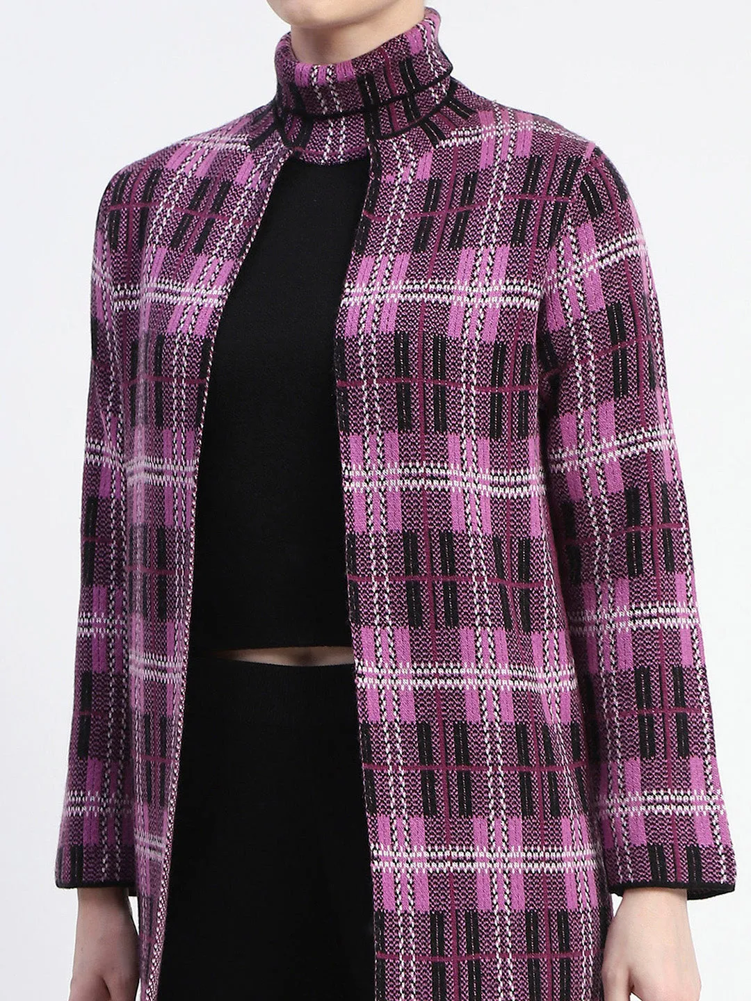 Madame Mauve Geometric Print Shrug with Sleeveless Top and Bottom Co-ord Set