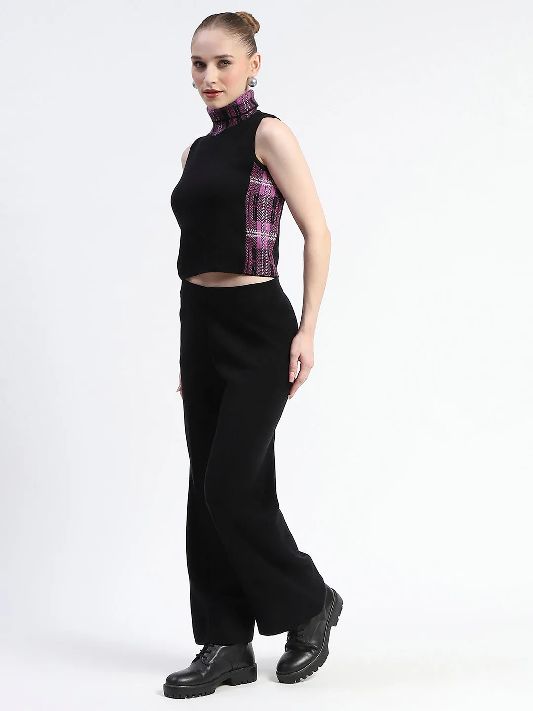 Madame Mauve Geometric Print Shrug with Sleeveless Top and Bottom Co-ord Set