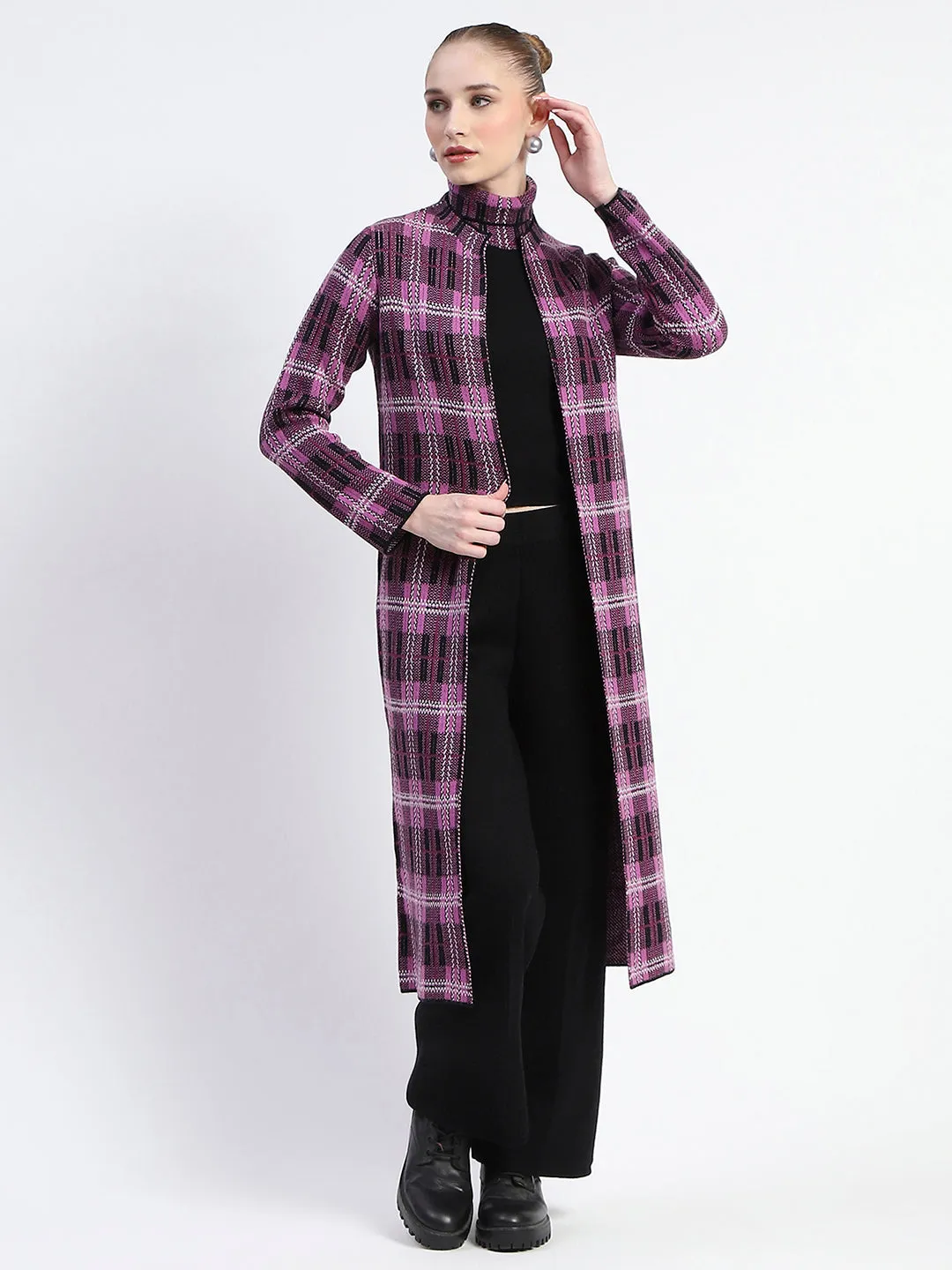Madame Mauve Geometric Print Shrug with Sleeveless Top and Bottom Co-ord Set