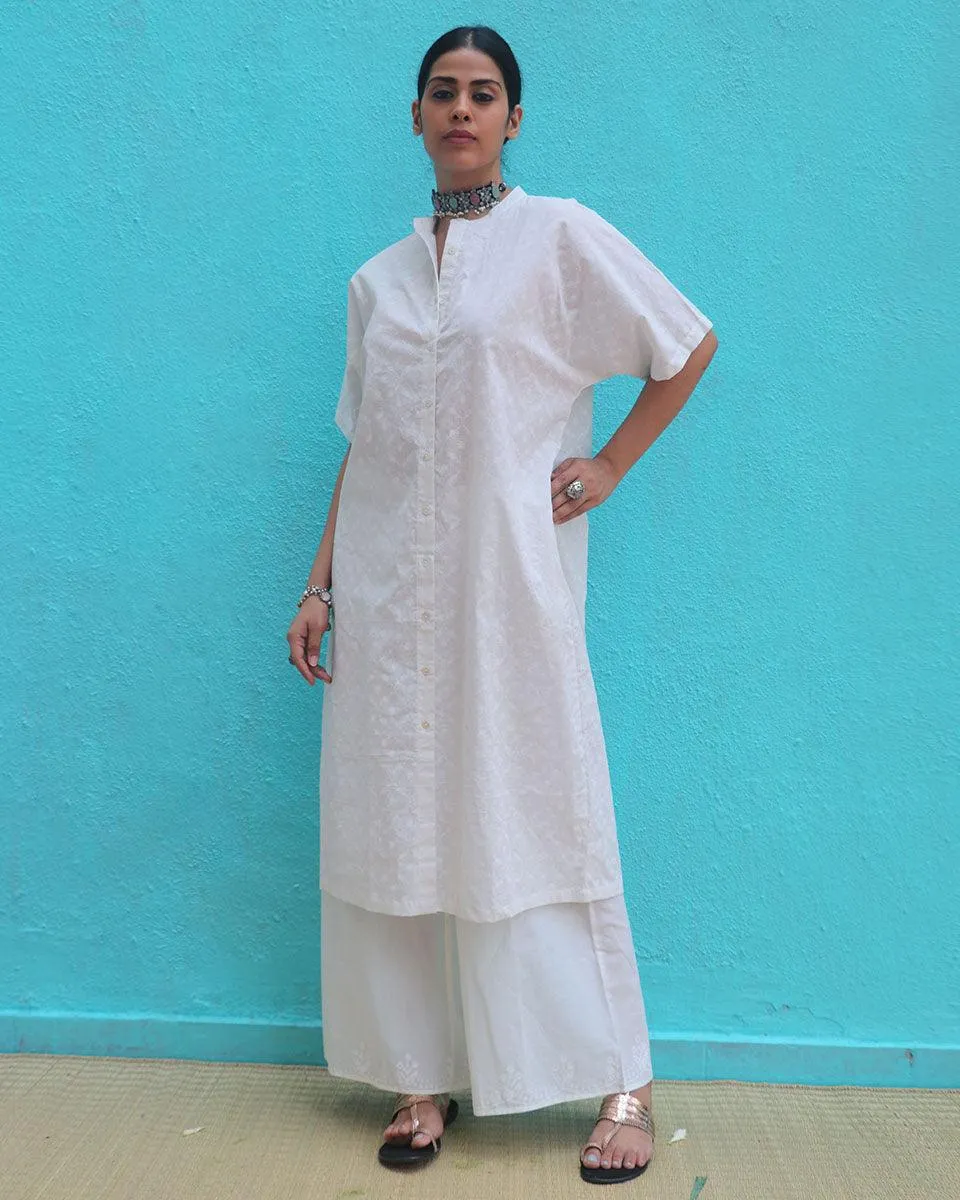 Magadhi Cotton Kurta Set - Safed