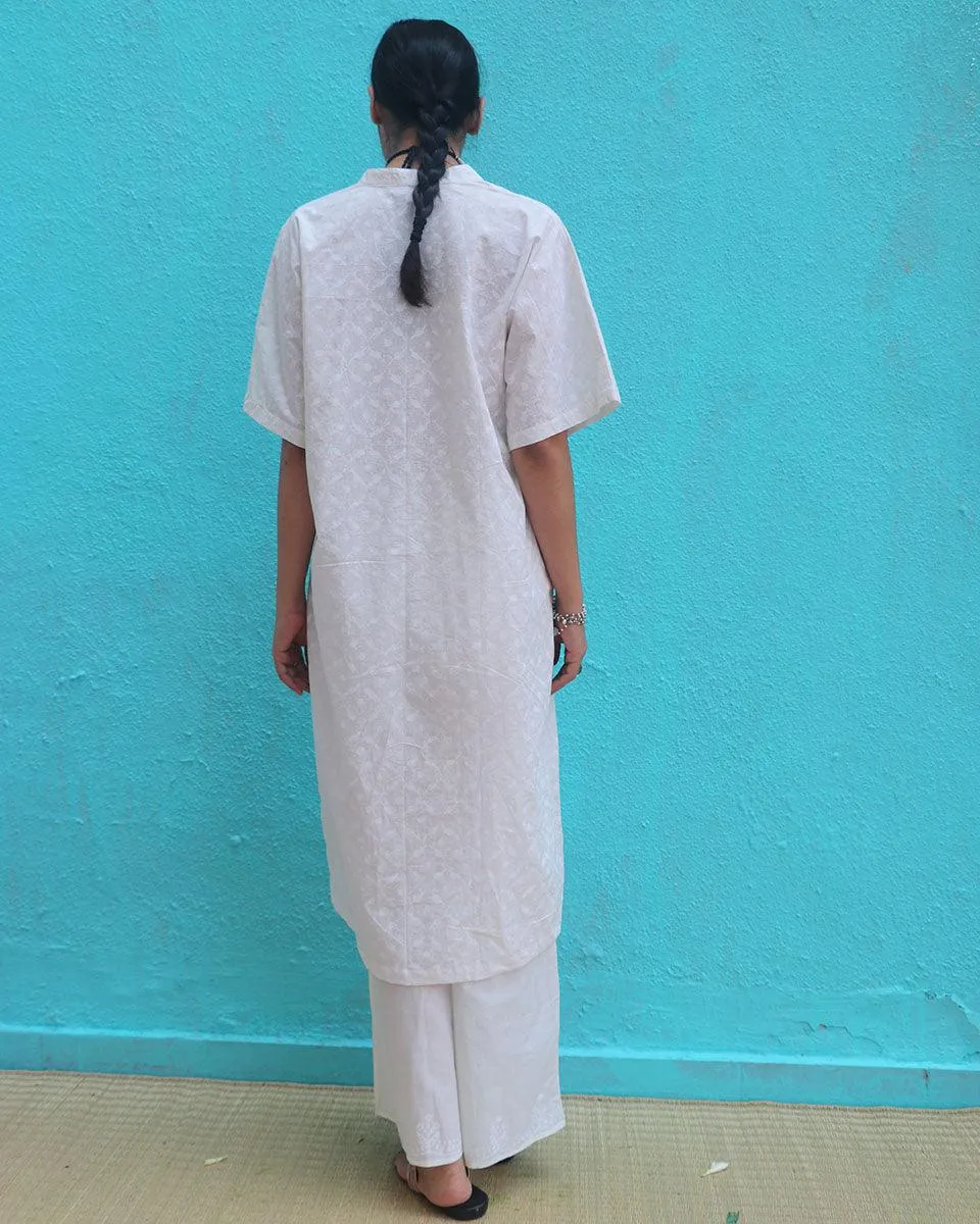 Magadhi Cotton Kurta Set - Safed
