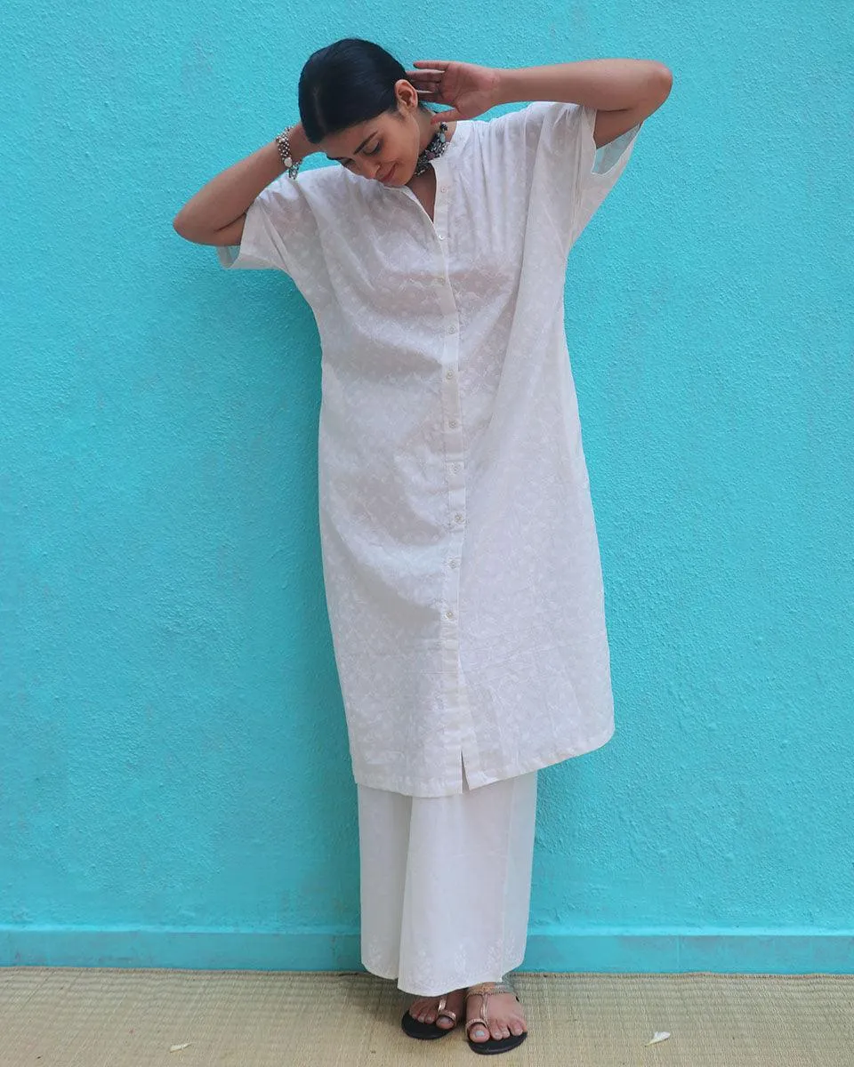 Magadhi Cotton Kurta Set - Safed