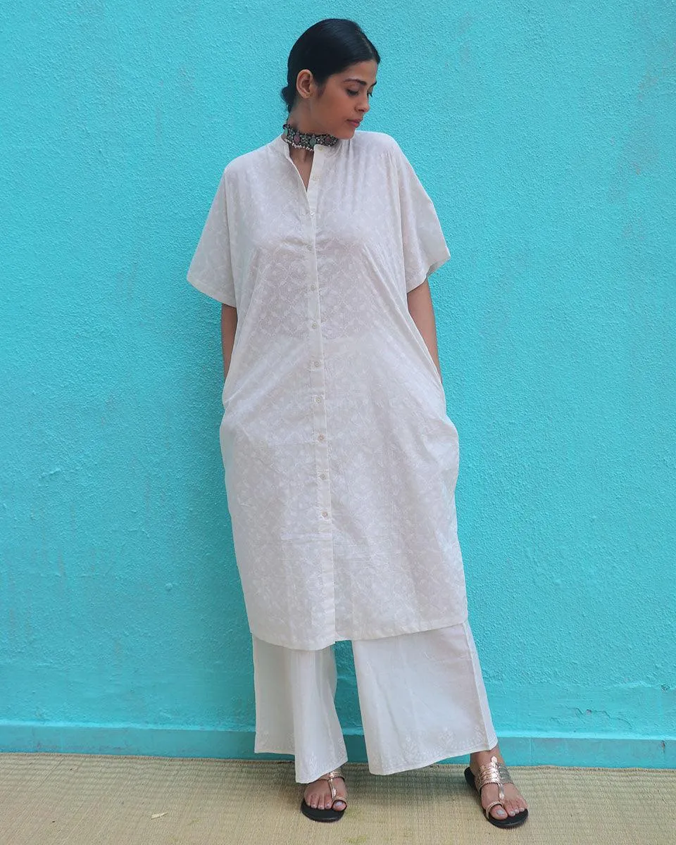 Magadhi Cotton Kurta Set - Safed