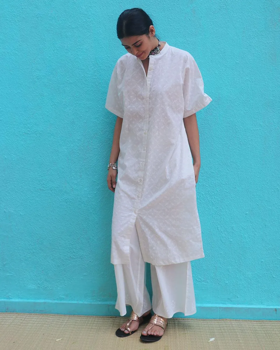 Magadhi Cotton Kurta Set - Safed