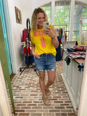 Marigold Flutter Sleeve Top
