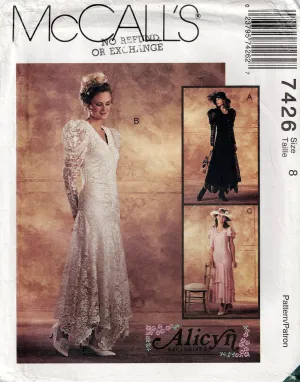 McCall's 7426 ALICYN EXCLUSIVES Womens Ruffled Lace Wedding Bridal Gown Out Of Print Sewing Pattern Size 8 or 14 UNCUT Factory Folded