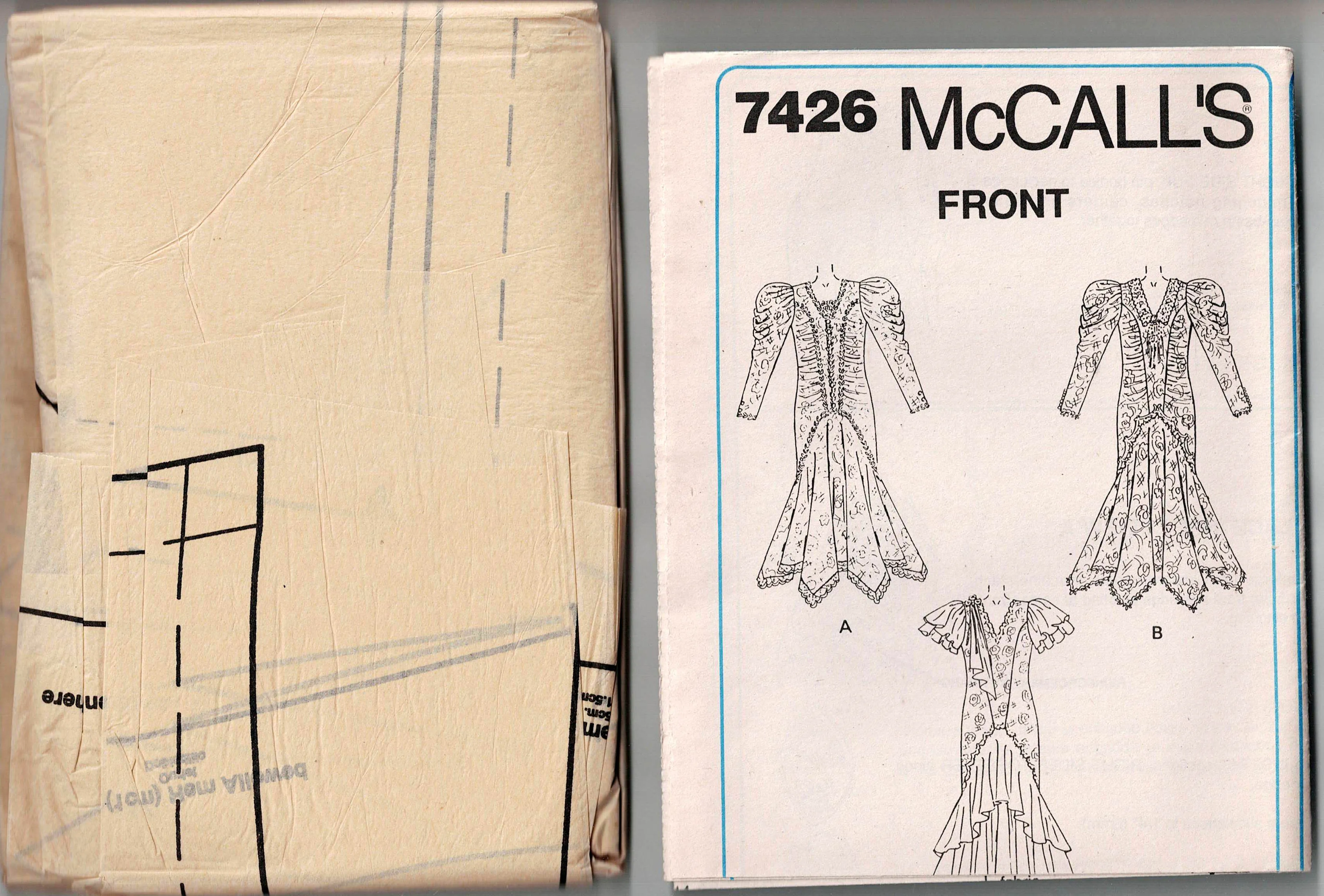 McCall's 7426 ALICYN EXCLUSIVES Womens Ruffled Lace Wedding Bridal Gown Out Of Print Sewing Pattern Size 8 or 14 UNCUT Factory Folded