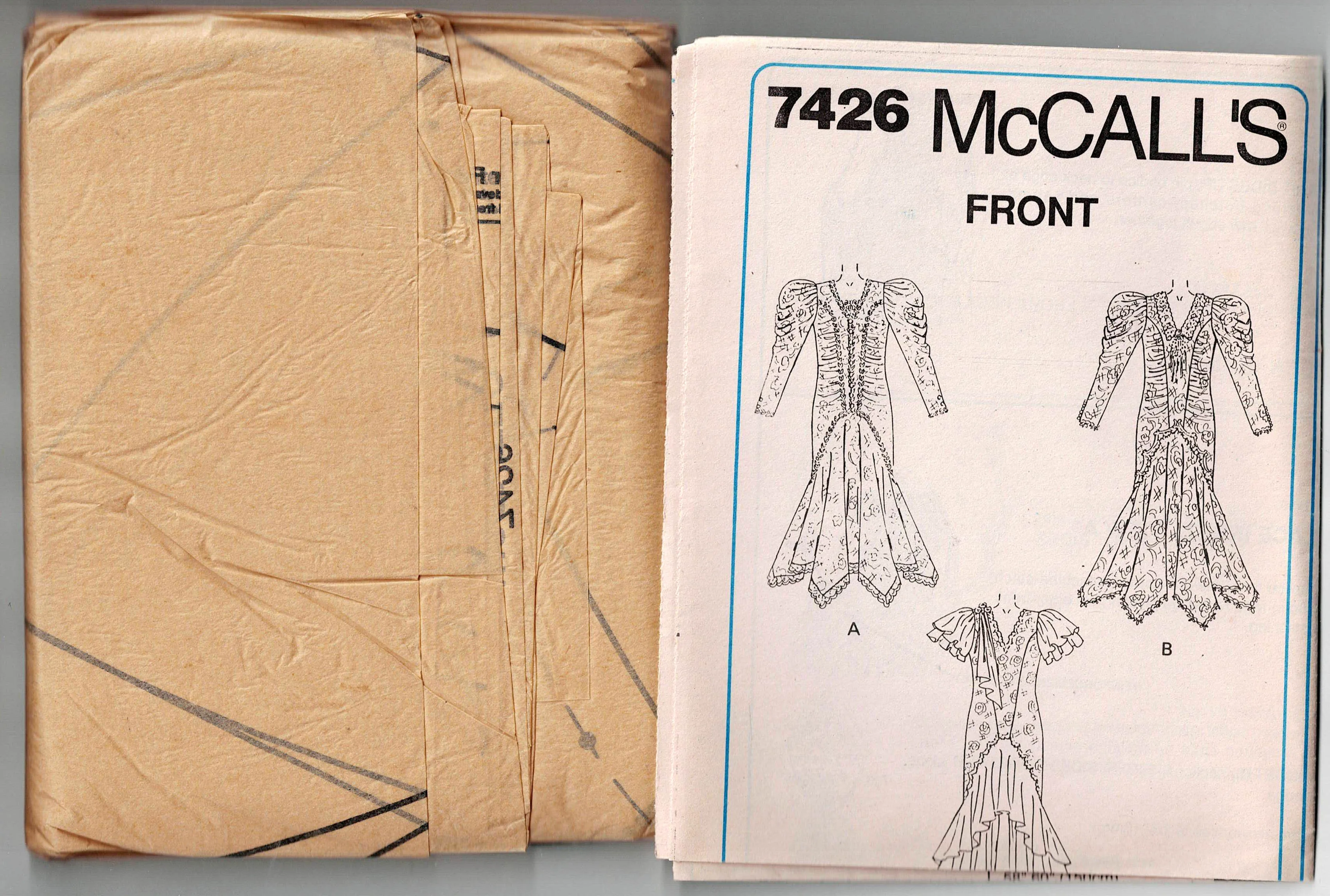 McCall's 7426 ALICYN EXCLUSIVES Womens Ruffled Lace Wedding Bridal Gown Out Of Print Sewing Pattern Size 8 or 14 UNCUT Factory Folded