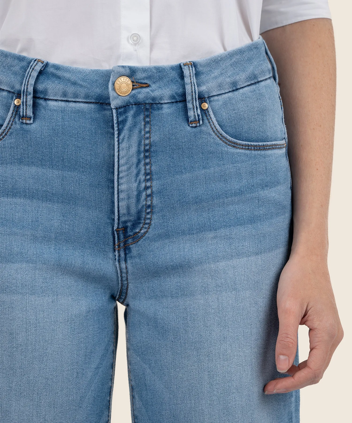 Meg Deference High Rise Fab Ab Wide Leg Raw Hem Jean