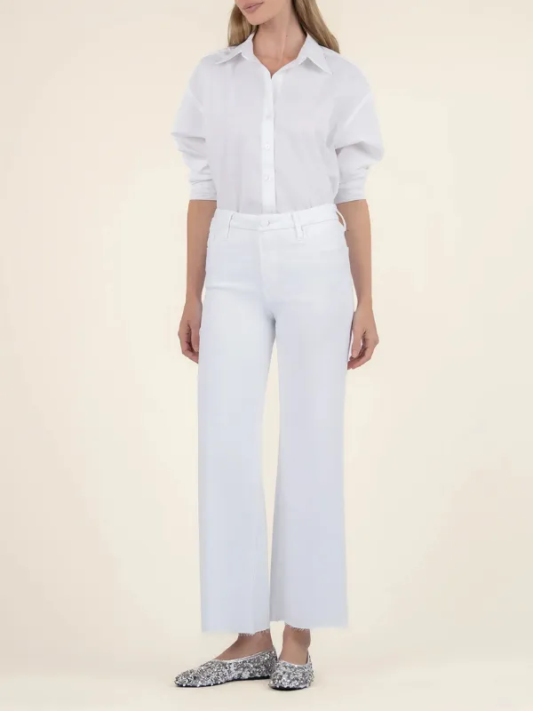Meg High Rise - Wide Leg - Raw Hem - Optic White
