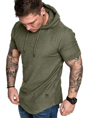 Men's Casual Hooded Short-Sleeve Sports T-Shirt - Lightweight & Comfortable Activewear