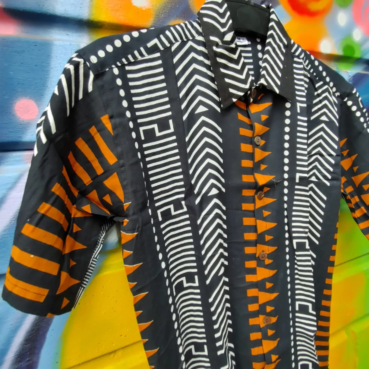Mens Geometric Print Shirts - Burnt Embers