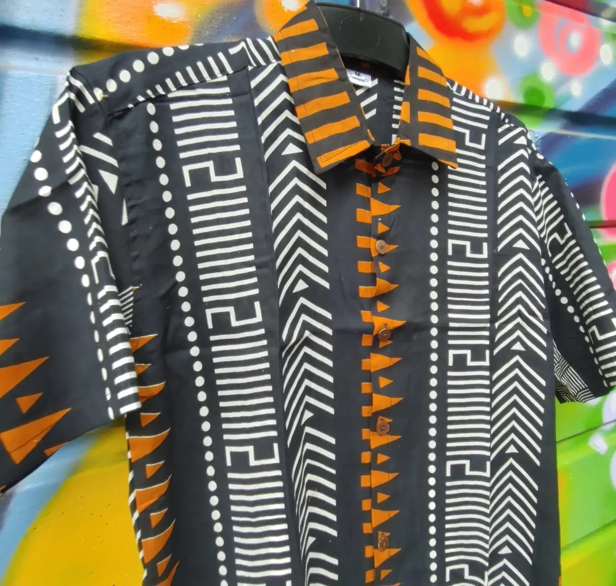 Mens Geometric Print Shirts - Burnt Embers