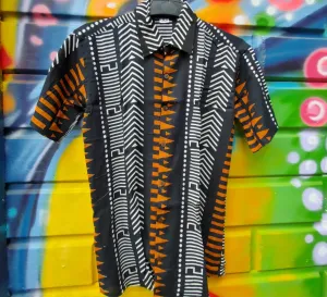 Mens Geometric Print Shirts - Burnt Embers