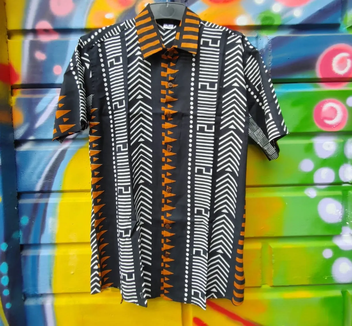 Mens Geometric Print Shirts - Burnt Embers