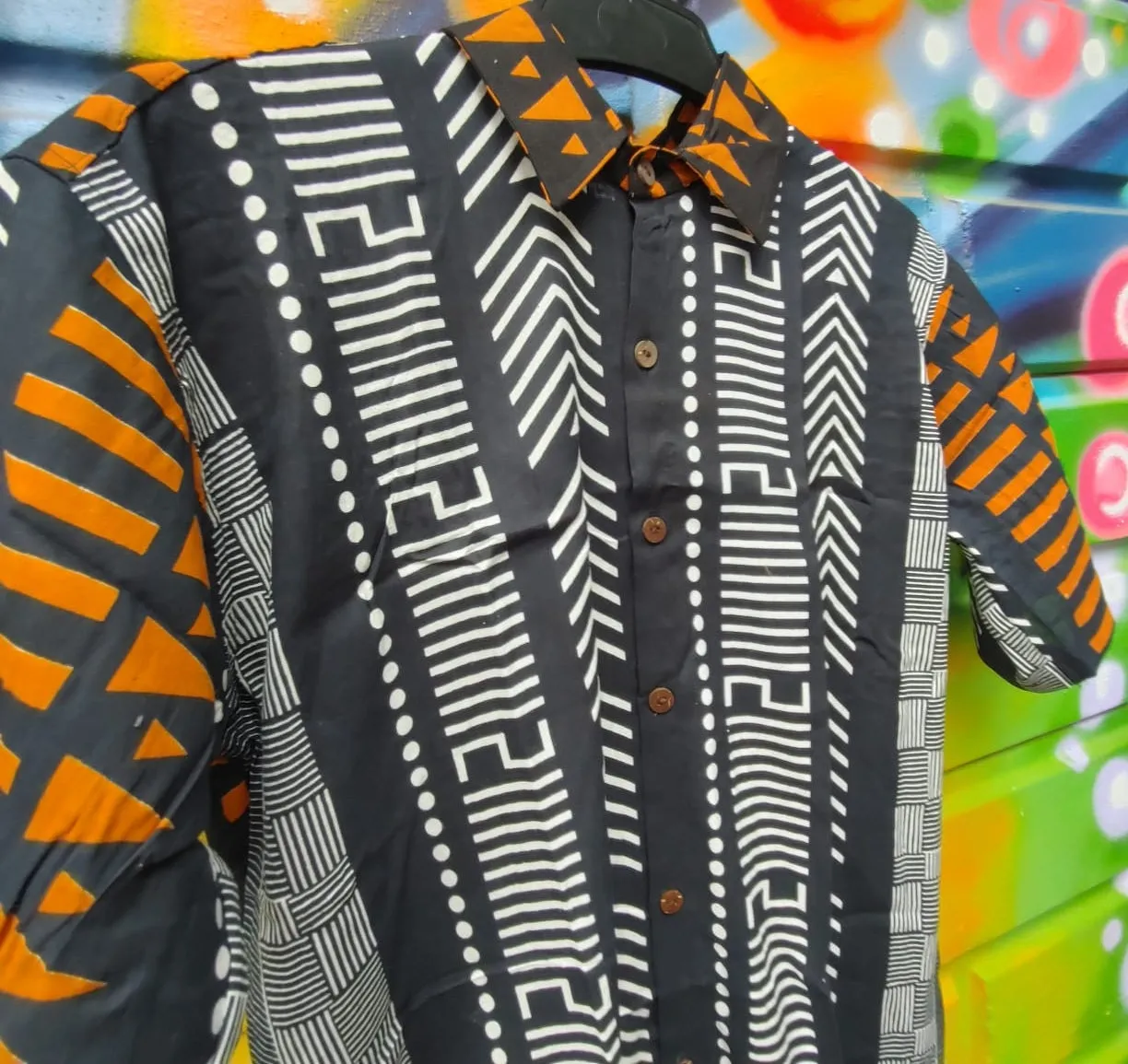 Mens Geometric Print Shirts - Burnt Embers