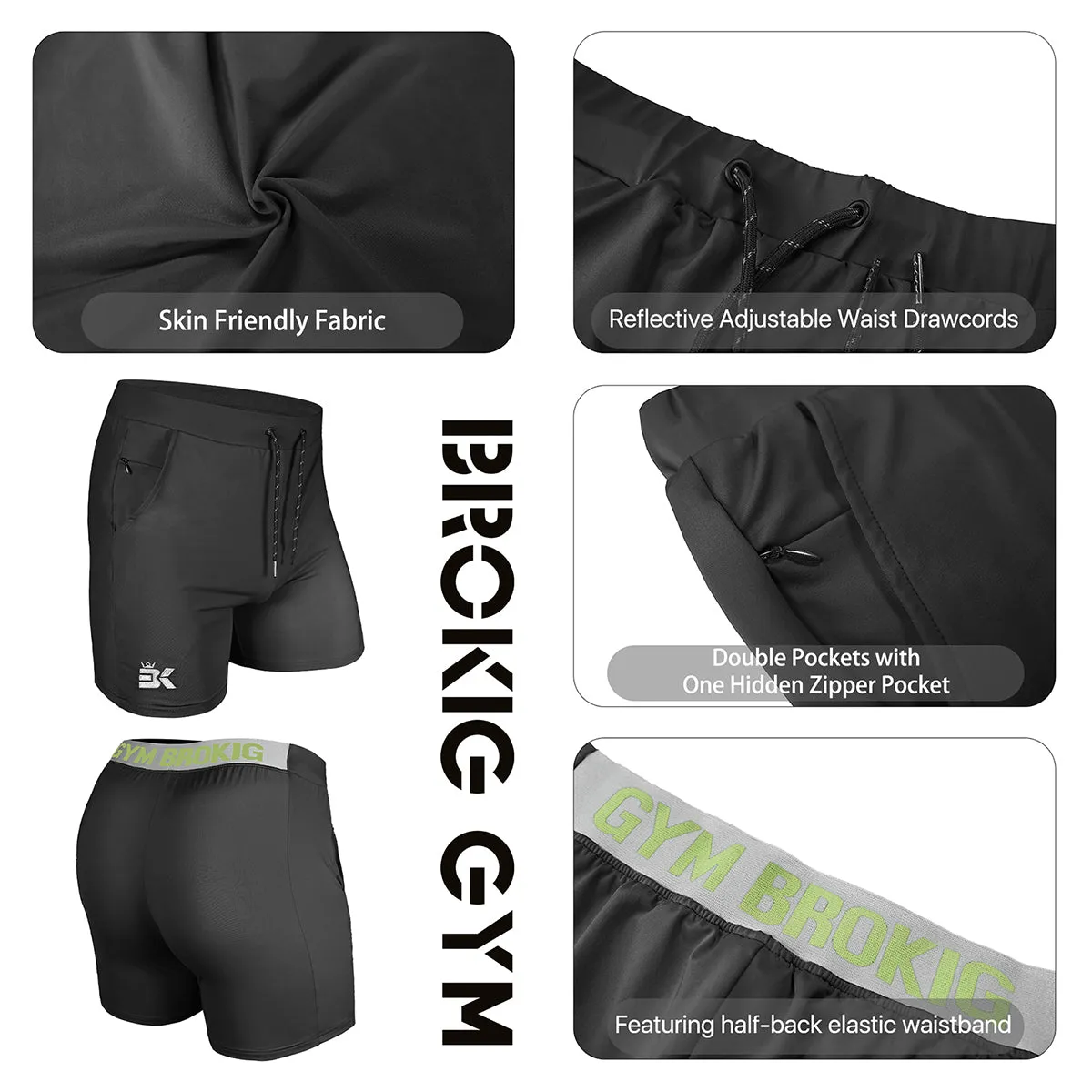 Mens Lightweight Running Workout Shorts w/ Pockets