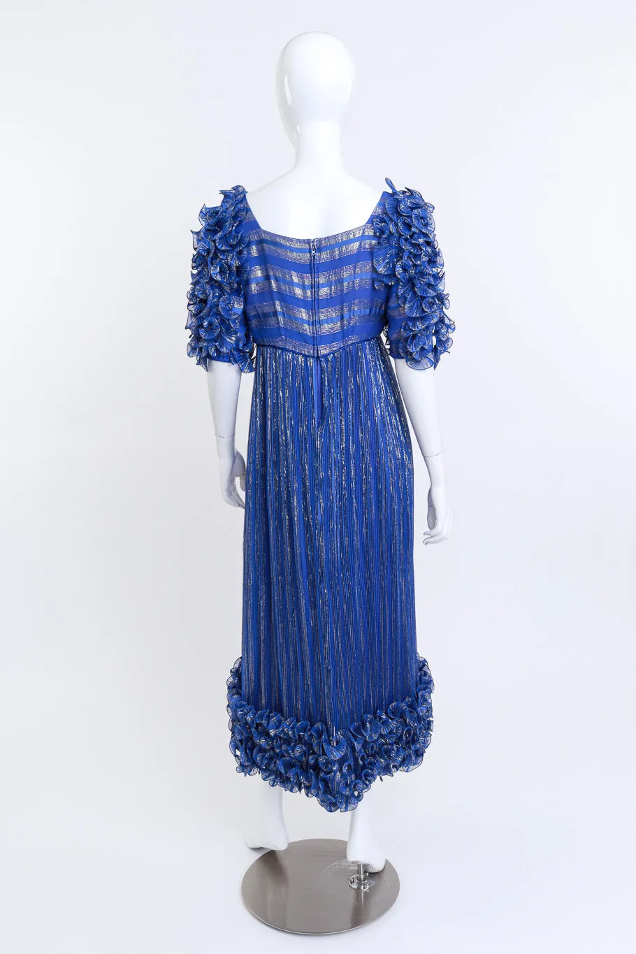 Metallic Ruffle Empire Gown