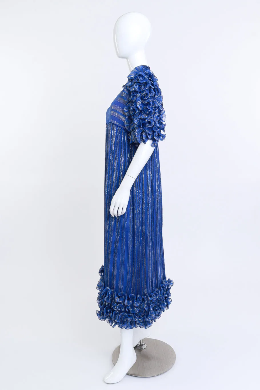 Metallic Ruffle Empire Gown