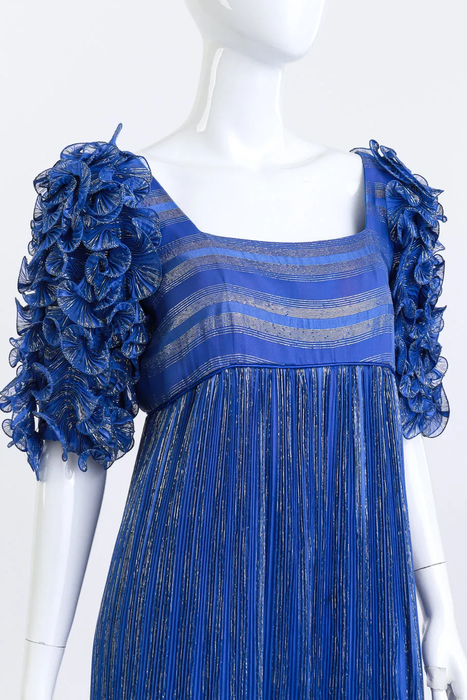 Metallic Ruffle Empire Gown