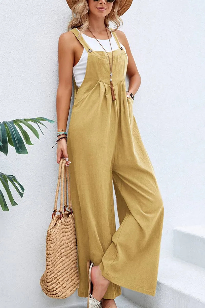 Mid-waist retro solid color loose casual fashion suspenders