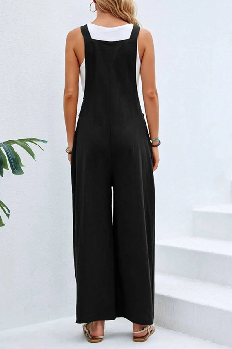 Mid-waist retro solid color loose casual fashion suspenders