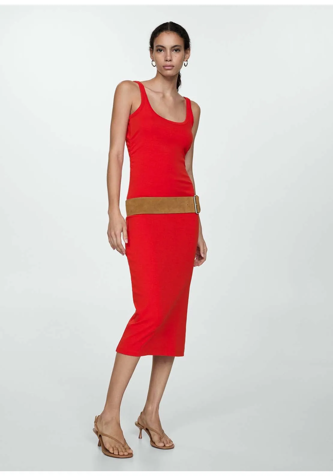 Midi-dress with straps - Red