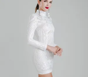 Missord high-necked long-sleeved sequin Dress FT4735