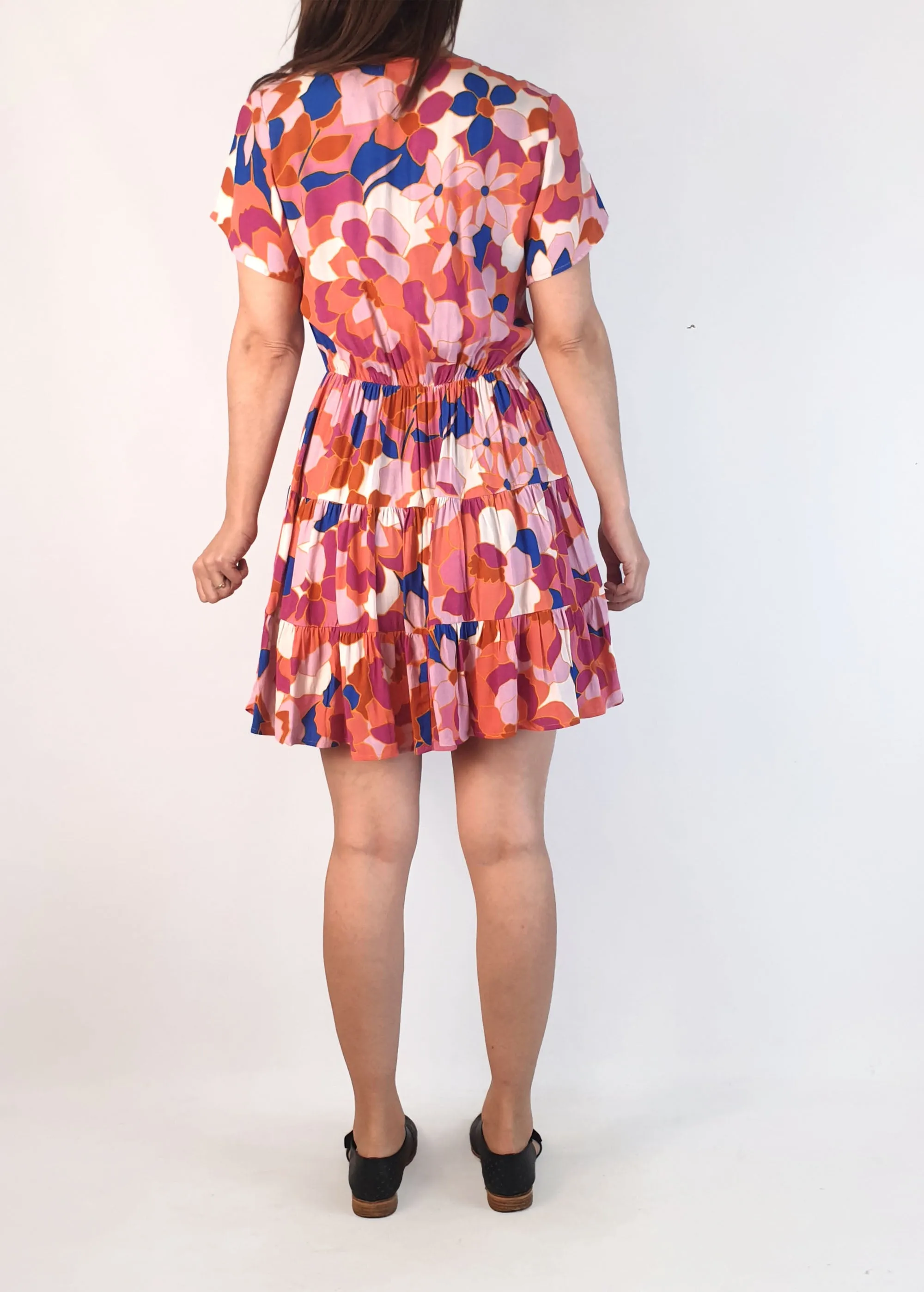 Mister Zimi pink-based short tiered dress size 8