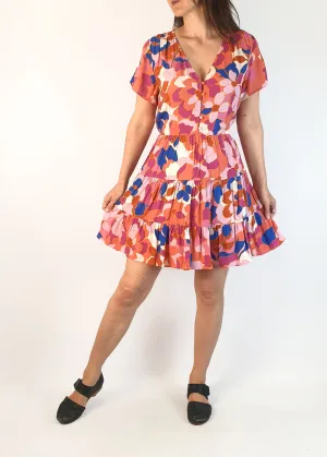 Mister Zimi pink-based short tiered dress size 8