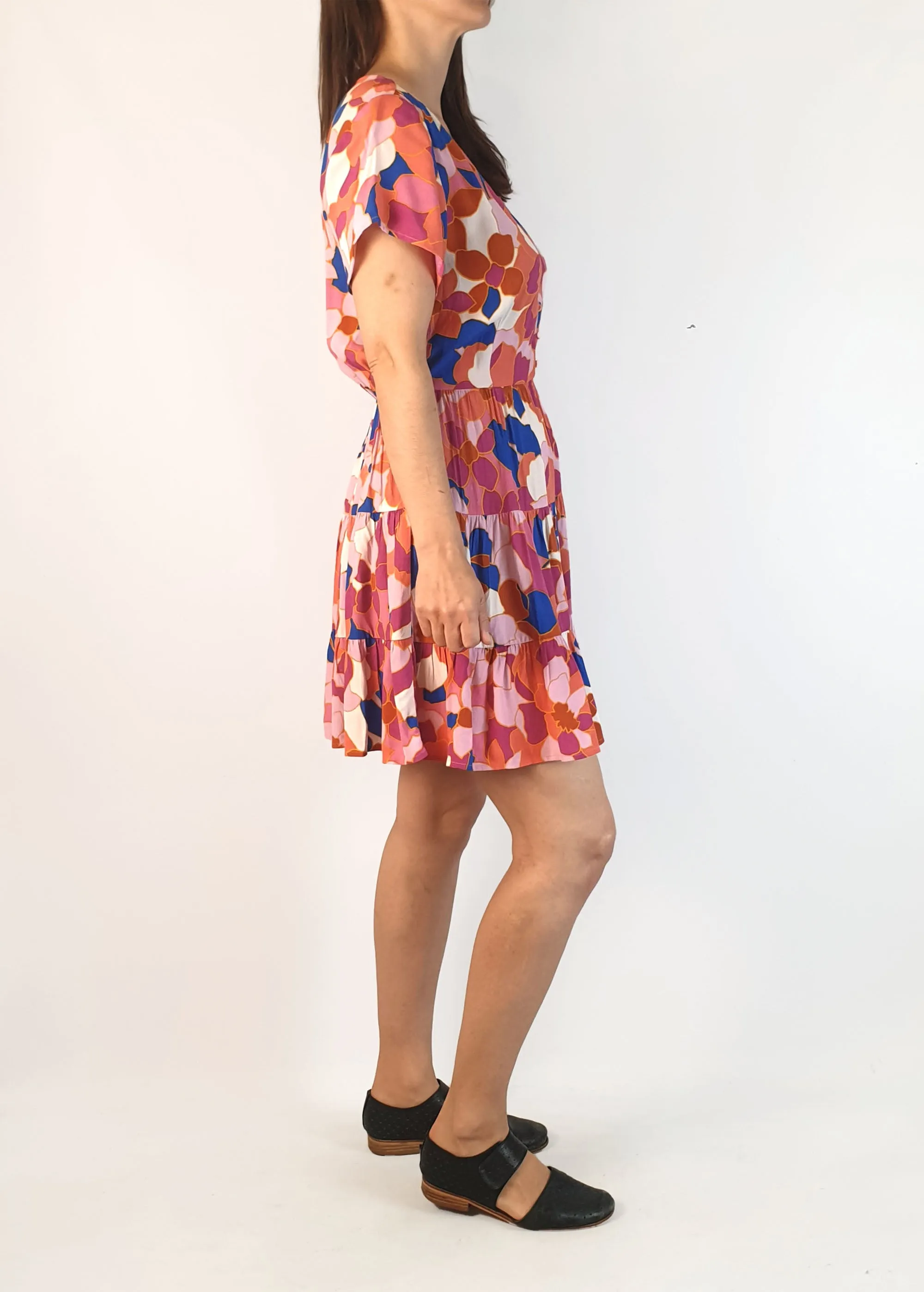 Mister Zimi pink-based short tiered dress size 8