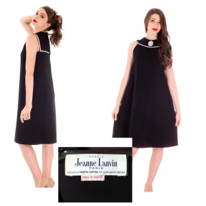 Mod Lanvin Designer Vintage 1960s Cocktail Dress Mini Dress A Line Rhinestones Sz S/M