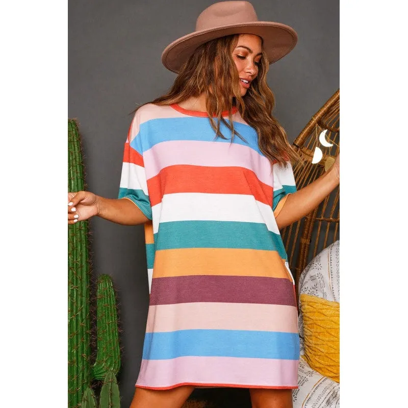 Multi Stripe T-shirt Dress