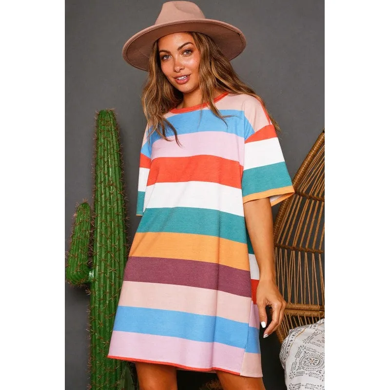 Multi Stripe T-shirt Dress