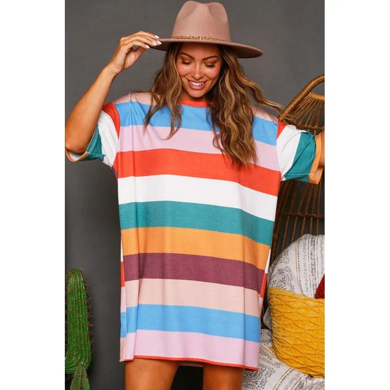 Multi Stripe T-shirt Dress