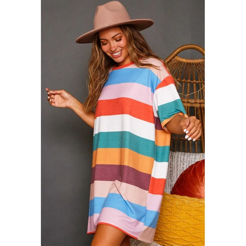 Multi Stripe T-shirt Dress